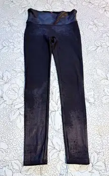 SPANXS Black Metallic Shimmer Tummy Control Smoothing Shaping  Leggings Sz M💚