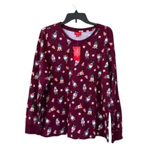 NWT Holiday Lane Women’s Pajama Top Only Pure Cotton X-Large Gnomes Christmas