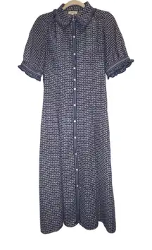 Max Studio Puff Sleeve Chiffon Midi Buttondown Dress with Pockets