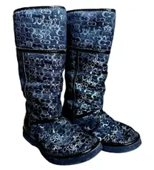 Coach Signature Nikole Womens Sz 7B Black shearling Roll Down Cuff Winter boots