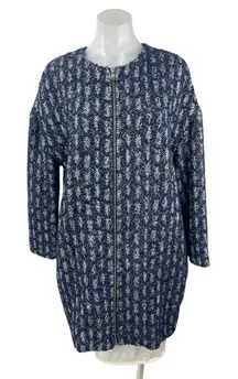 Tularosa Shiloh Blue Wool Line Tweed Blazer Outerwear Cardigan Coat Jacket Sz S