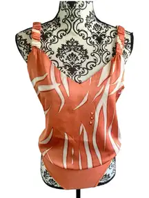 MARCIANO GUESS Coral and White Patterned Bodysuit