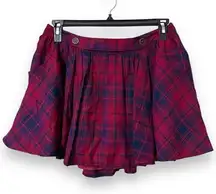 Red Camel size large plaid lined short mini skirt with pockets red blue purple