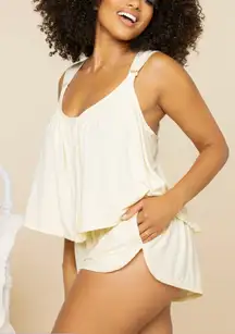 NWT PopFlex In Your Dreams Tank sz. S and Shorts sz. M Set in Vanilla Cream