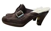 UGG Isabella Brown Suede Sheepskin Lined Clogs/Mules - Size 6