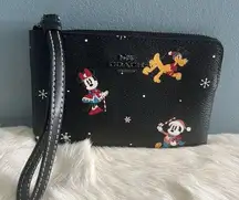 Disney x Coach Corner Zip Holiday Print Wristlet