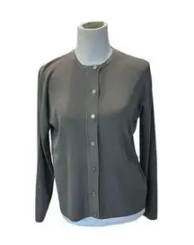 Alex Garfield grey button front cardigan silk sz S