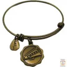 Bella Ryann Cheer Adjustable Expandable Goldtone Wire Bangle Bracelet Charm