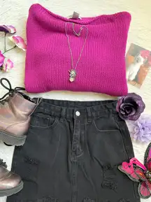 Y2k chicos cotton scoop neck magenta pink sweater