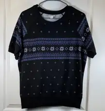 Lularoe Jane S/S Black Snowflakes Blouse  Shirt Sweater Size Small EUC #5667