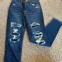 American Eagle Outfitters Distressed Blue Skinny Jeans