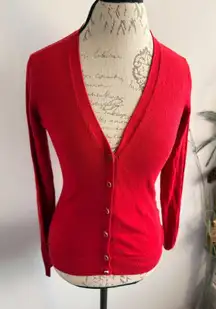 7th Avenue Red Cardigan Sweater Women's XS Design Studio Button Down