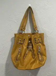 Kathy Van Zeeland Mustard Yellow Studded Shoulder Bag