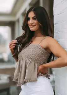 These Three Boutique Mocha Gauze Top