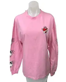 NEW Suzani Running High Womens Pink Long Sleeve Graphic Sweatshirt Sweater Top S