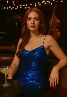 Dazzling Blue Sequin Midi Dress