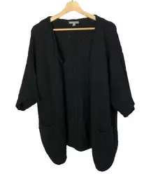 James Perse Black Wool Short Sleeve Open Front Cardigan Sweater 2 / M