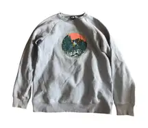 The North Face Womens Crewneck Sweatshirt Landscape Graphic Logo Pullover M