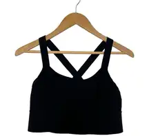 Athleta Top Womens M Sports Bra Formation Longline Workout Criss Cross Black