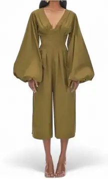 Andrea Iyamah Nia Culotte Jumpsuit Size XS 4/6 Olive‎ Green New Resort Wear