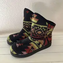 Aztec Knit Slip On Fleece Boots