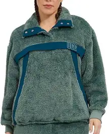 UGG  Gayle Sherpa Half Zip Fleece Jacket Hidden Pocket Green Womens size Small