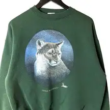 Cougar Sweatshirt Vintage 90s Small S Green Graphic Crewneck