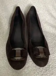 Stuart Weitzman Suede‎ Wedge Bow Shoes Chocolate Brown Women’s Size 10