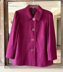 Vintage Pea Coat Dress Jacket Blazer Fuchsia Womens Roomy Small Fits Medium