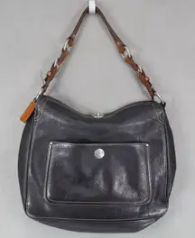 COACH Chelsea Pebbled Black Leather Brown 10132 Hobo Shoulder Handbag Purse Y2K‎