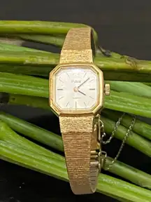 Vintage PULSAR V230-5330 Metal Bezel Stainless Steel Japan Movement Gold Watch