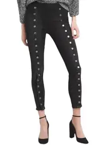 Black Super High Rise Skinny jeans with silver  snaps