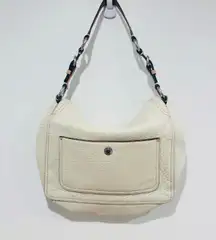 Coach Hobo Leather Shoulder Bag White/Cream Classic Style With Turnlock