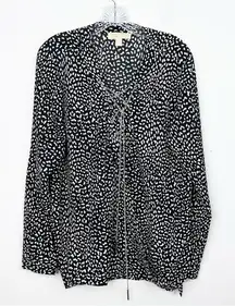 MICHAEL KORS | Black and White Dotted Top with Metal Criss Cross Neckline Sz. XL