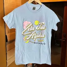 Gildan Zeta Tau Alpha Sorority Welcome to the Sweet Life Blue Tee Size Small