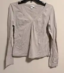 St. John Sport Tan Long Sleeve V-Neck- Size Small