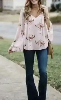 Show Me Your Mumu Blouse Womens Floral Bull Hippie Dippie Top Size‎ Small