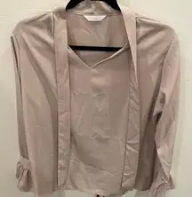 Nwot Korean style tie front detail top with ruffle frill sleeves one size