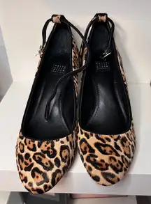 Leopard‎ Print Block Heel Pumps w/Ankle Strap-Classic Animal Pattern-SZ 7.5