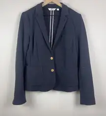 Vineyard Vines Women Knit Blazer Sz 8 Navy Blue Nautical Preppy Varsity Academia