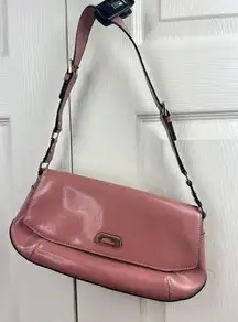 Pink Leather Guess Handbag Shoulder Bag Silver Buckles Adjustable Strap EUC NICE