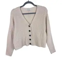 American Eagle Cream Cotton Blend Chunky Knit Cropped Button Up Cardigan Size XS