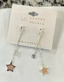 NWT Lauren Conrad dangly star and diamond earrings. Cubic zirconia