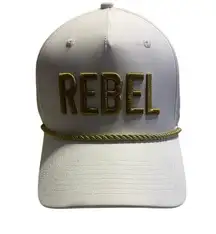 "Rebel" Baseball Cap Hat Adjustable One-Size White Gold Didier Ranch New NWOT