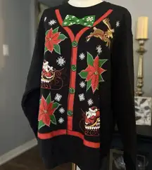 Holiday Sweatshirt ‘90’s Style w/Bow tie/Santa Design Size Large Women’s