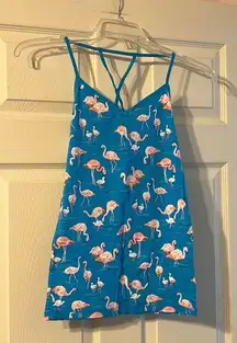 NWT Teal Aeropostale Teal Flamingo Criss Cross Back Tank Top Medium