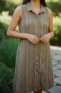 Garnet Hill Sleeveless Linen Shirt Dress Size 8