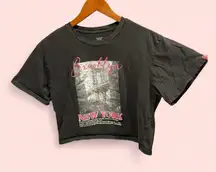 Cute distressed crop Brooklyn t-shirt washed look punk skater street gym