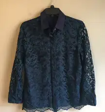 J. Crew size 4 navy laced long sleeved blouse