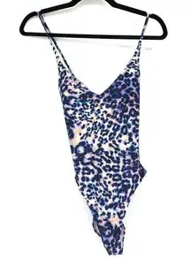 Victoria's Secret Swimsuit Women's S Leopard Print One-Piece Blue Lace Up Back